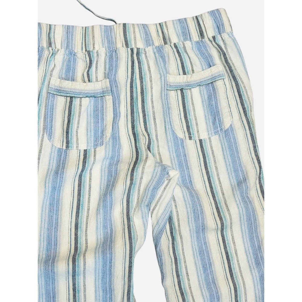 Per Se Blue Striped Linen Blend Drawstring Pants Women Size M - Picture 5 of 10